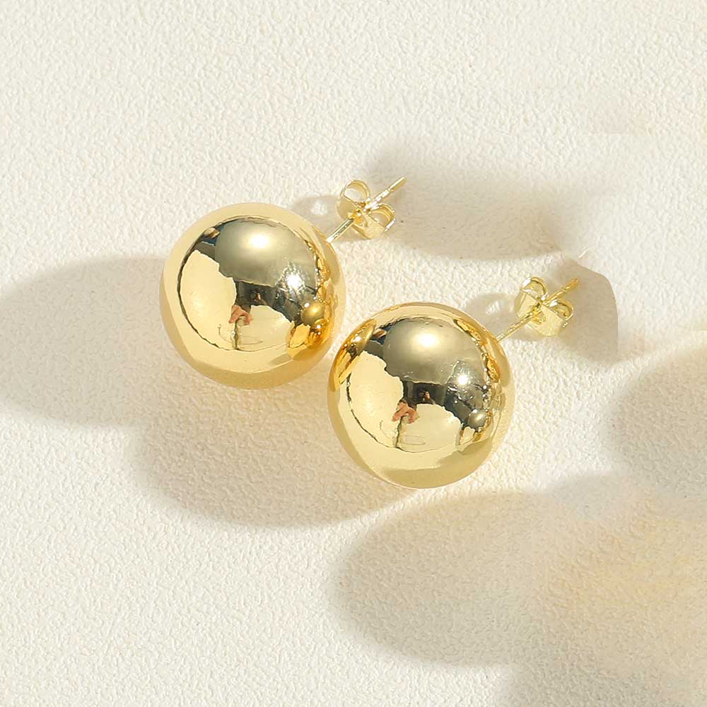 1 Pair Vintage Style Simple Style Commute Round Plating Copper 14k Gold Plated Ear Studs display picture 4