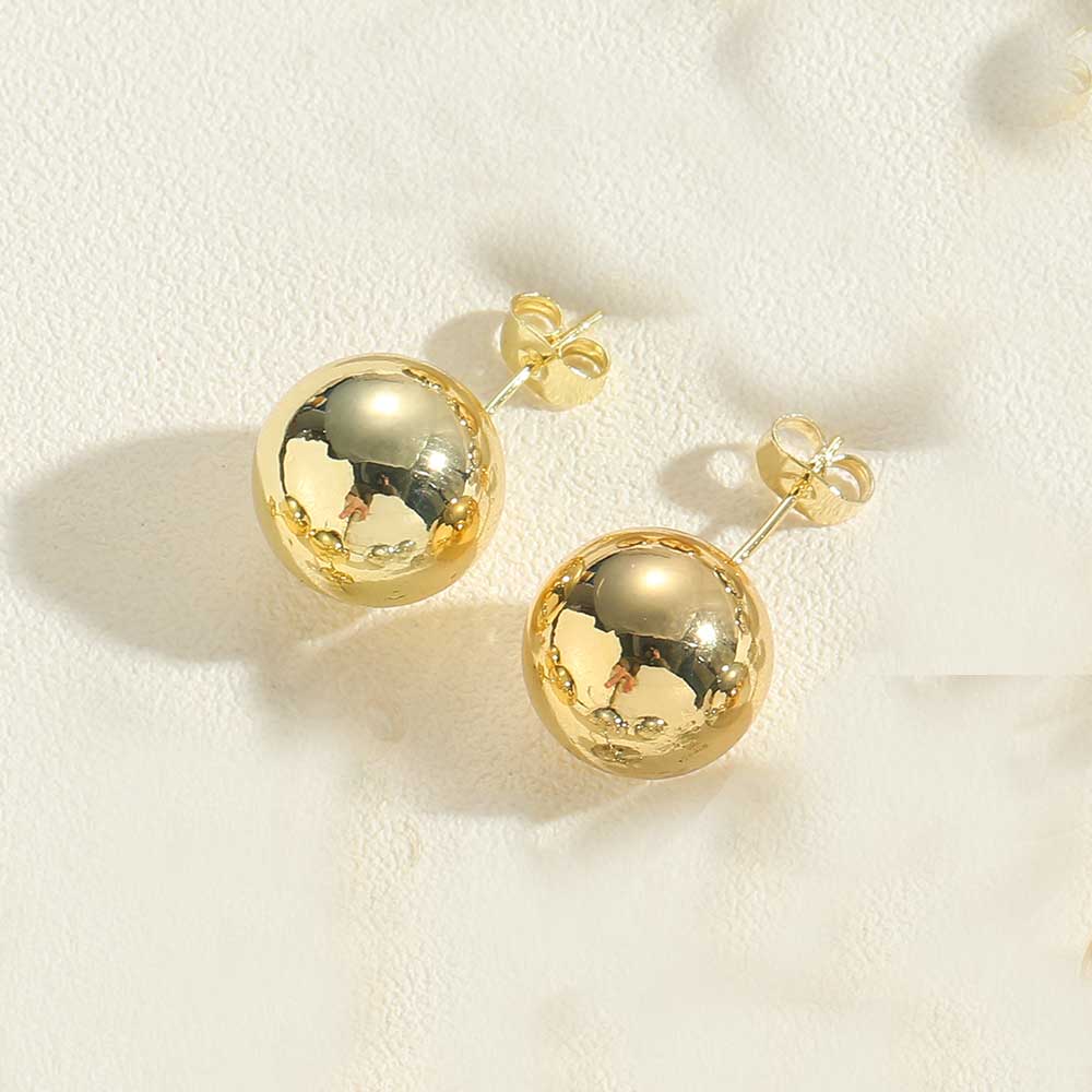1 Pair Vintage Style Simple Style Commute Round Plating Copper 14k Gold Plated Ear Studs display picture 2