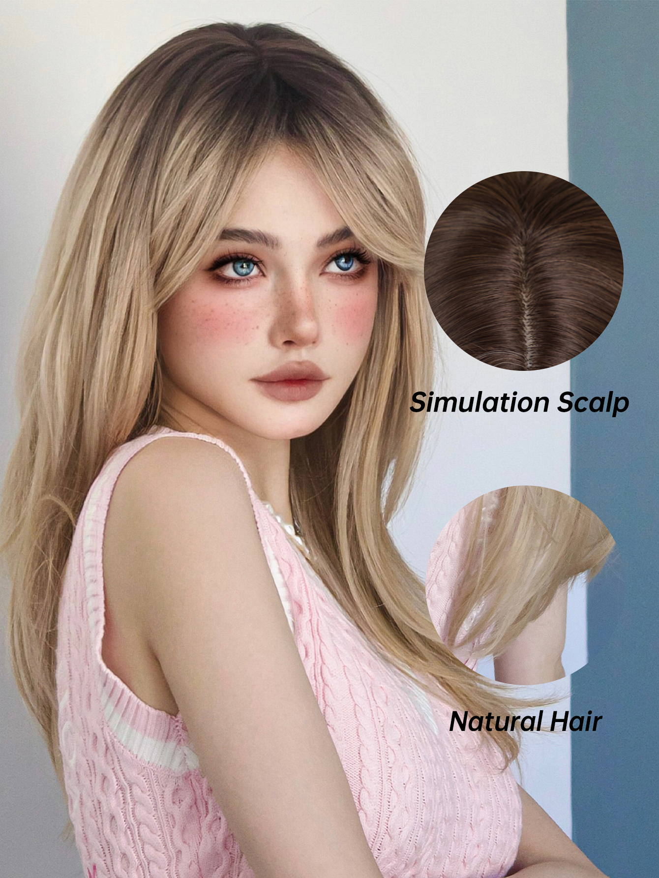 Women's Cute Sexy Camel Casual Holiday Chemical Fiber Side Points Long Straight Hair Wig Net display picture 4
