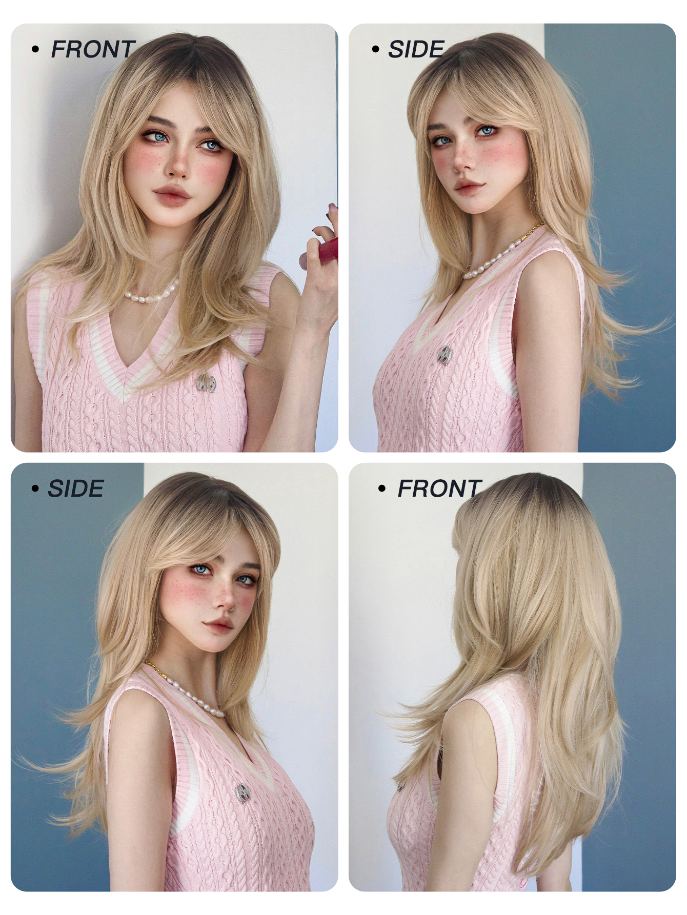 Women's Cute Sexy Camel Casual Holiday Chemical Fiber Side Points Long Straight Hair Wig Net display picture 6