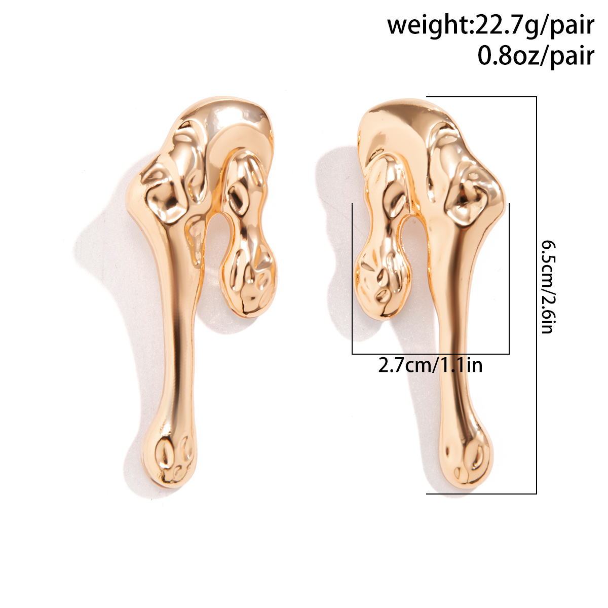 1 Pair Exaggerated Simple Style Classic Style Irregular Three-dimensional Thick Alloy Ear Studs display picture 1