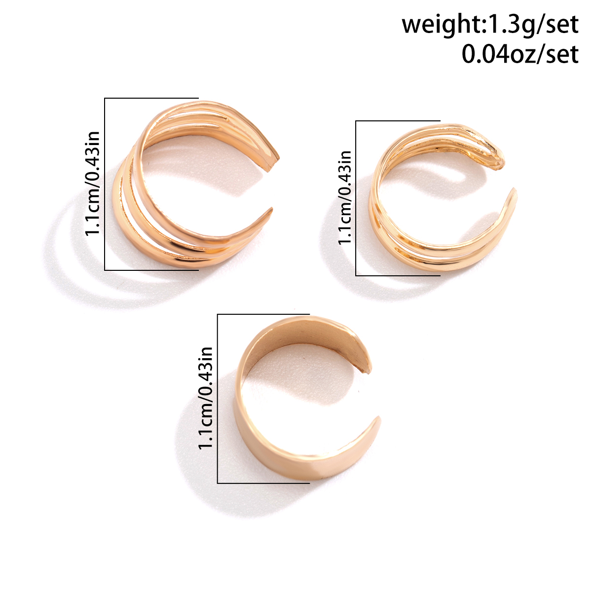 1 Set Casual Simple Style Classic Style Round Irregular Three-dimensional Iron Ear Cuffs display picture 1