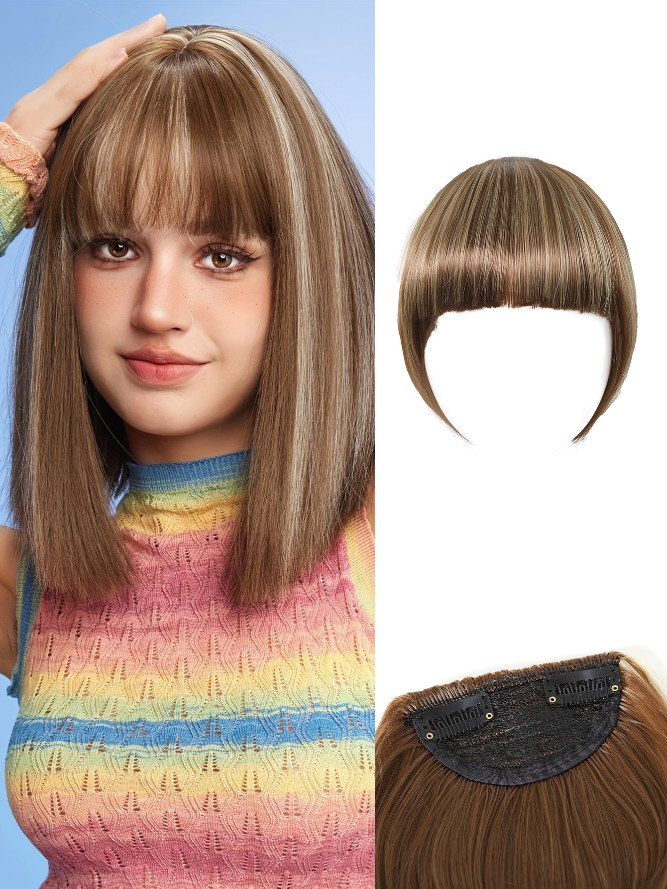 Mujeres Lindo Formal Dulce Casual Fiesta Fin De Semana Fibra Química Bangs Pelo Liso Pelucas display picture 9