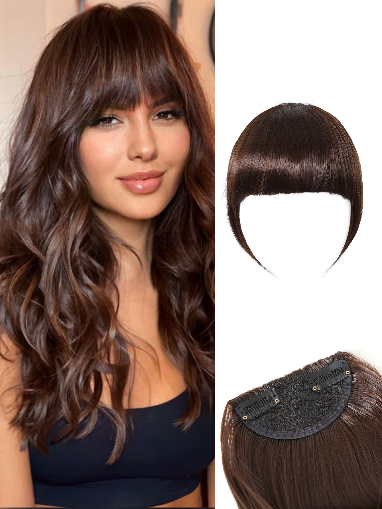 Mujeres Lindo Formal Dulce Casual Fiesta Fin De Semana Fibra Química Bangs Pelo Liso Pelucas display picture 7