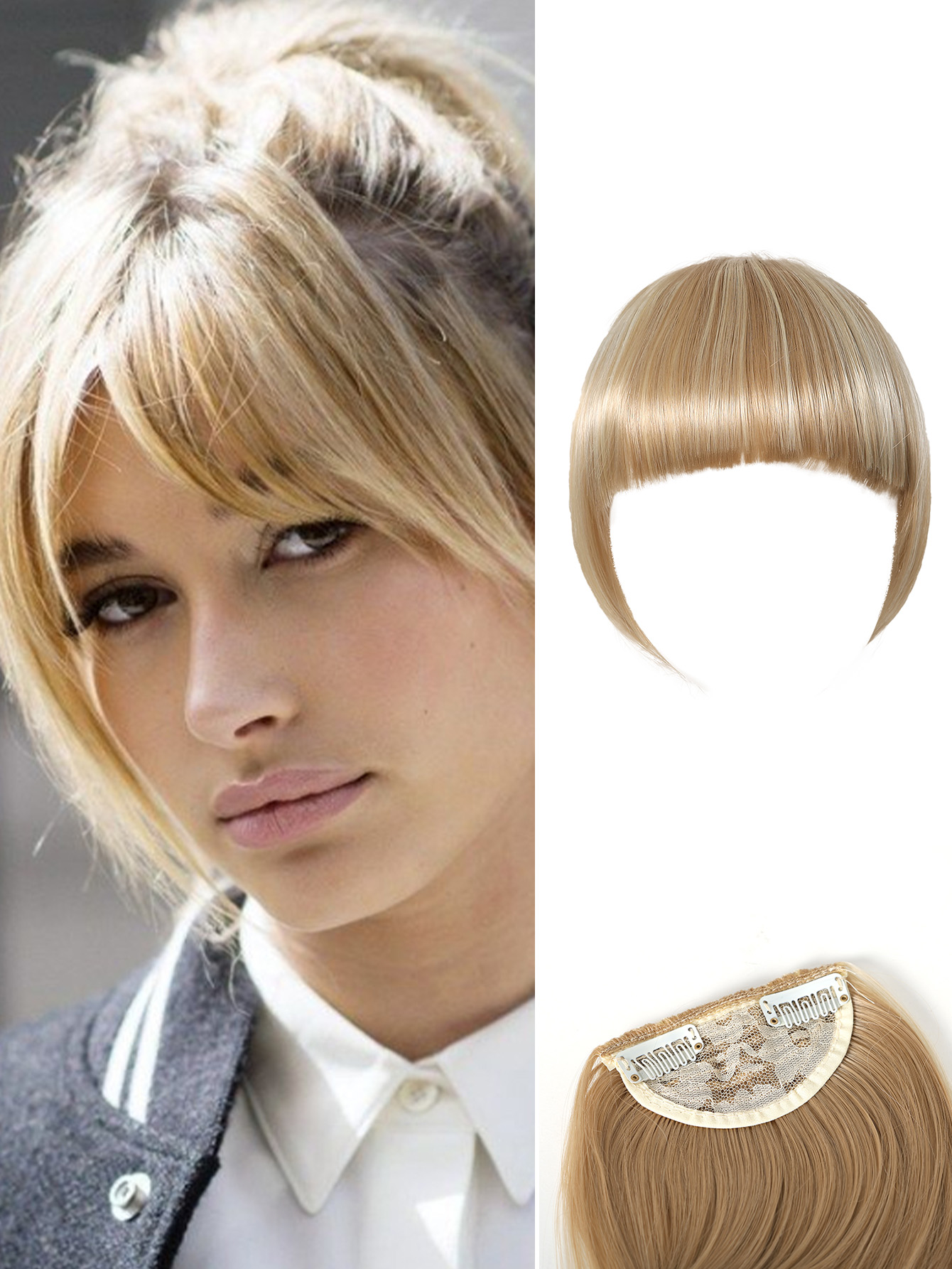 Mujeres Lindo Formal Dulce Casual Fiesta Fin De Semana Fibra Química Bangs Pelo Liso Pelucas display picture 13