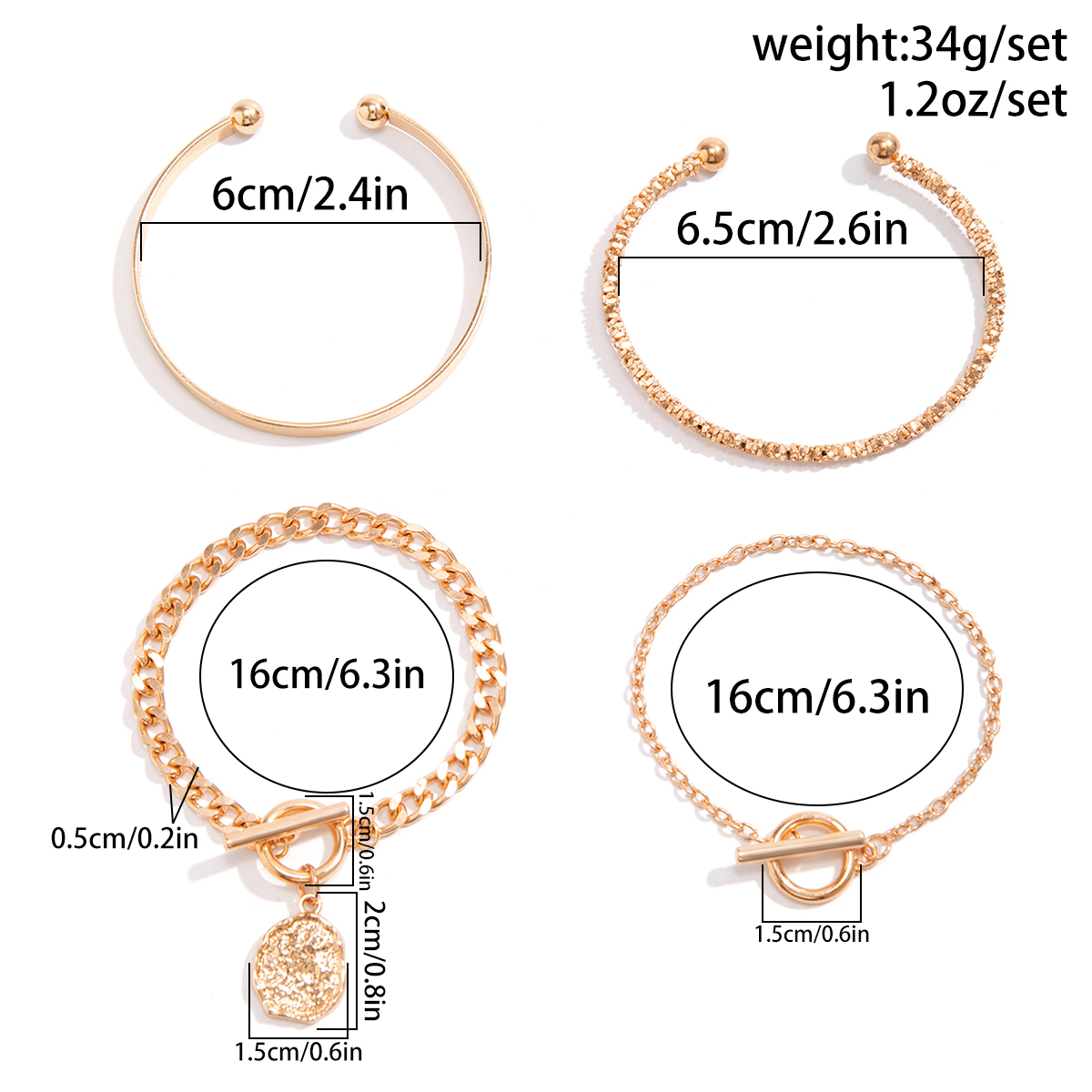 Hip-Hop Classic Style Round Alloy Iron Irregular Charm Chain Women's Bracelets display picture 1