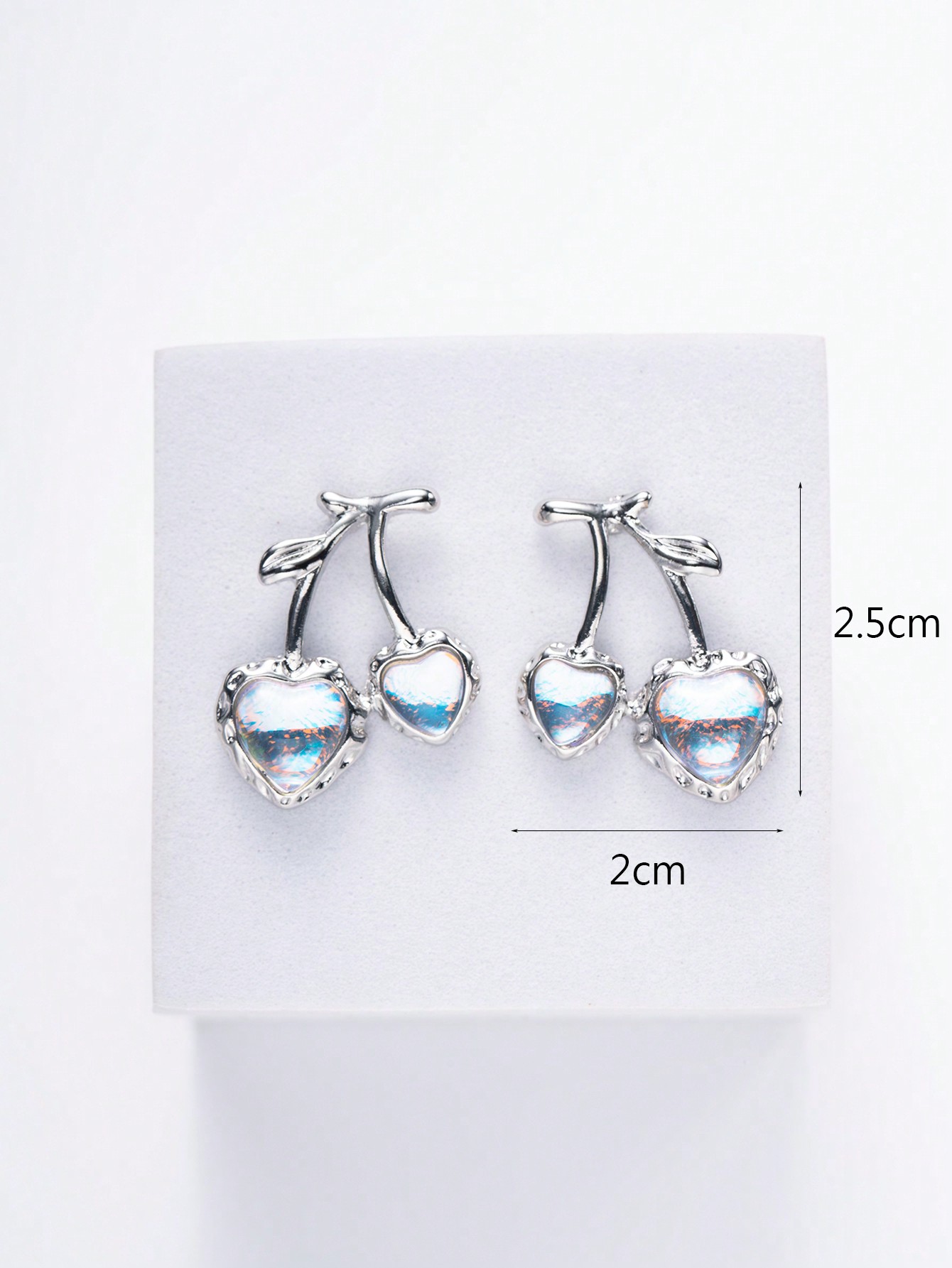 1 Pair Ig Style Cherry Inlay Alloy Glass Silver Plated Ear Studs display picture 5