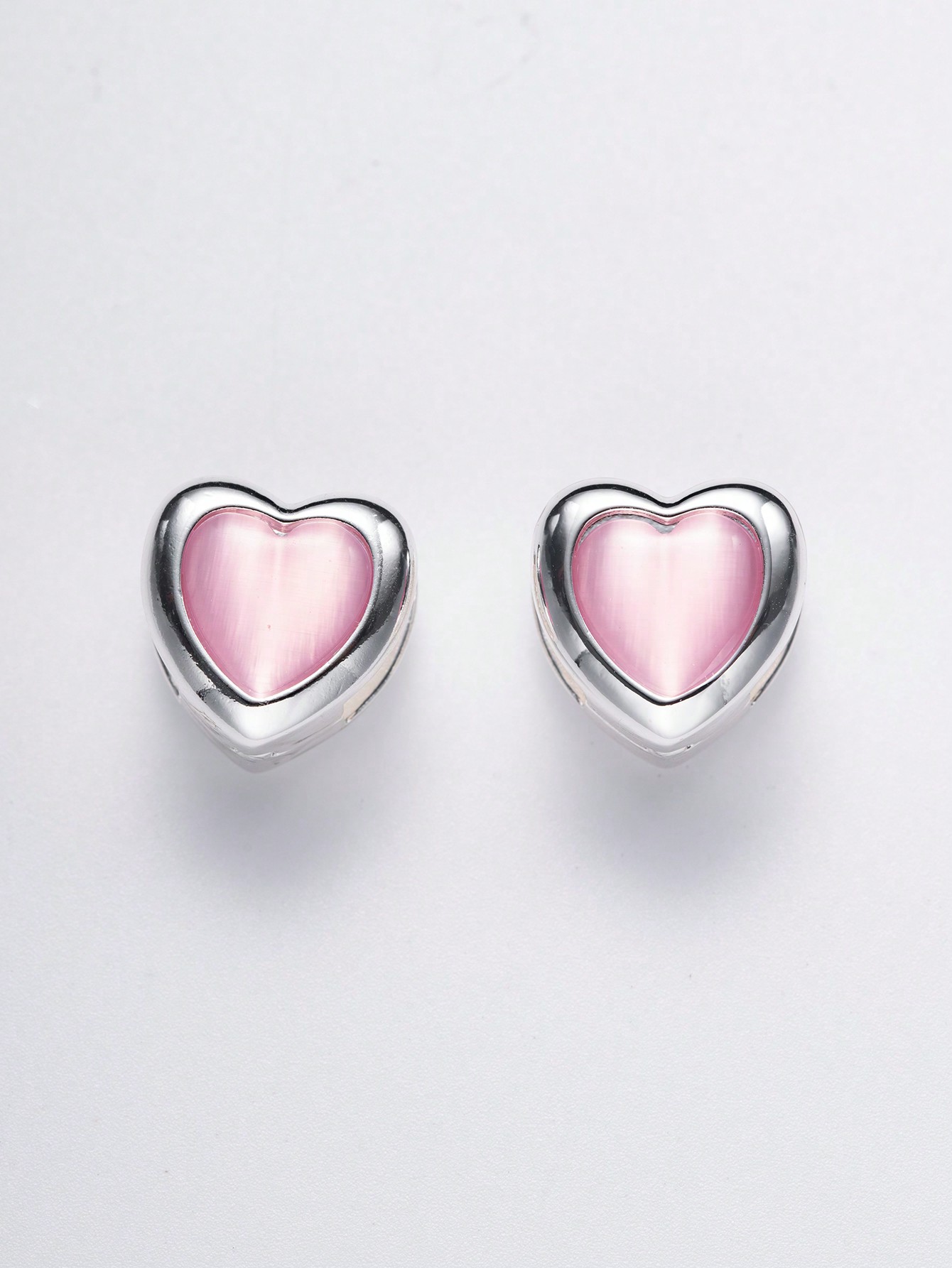 1 Pair Simple Style Heart Shape Inlay Copper Zircon Silver Plated Ear Studs display picture 2
