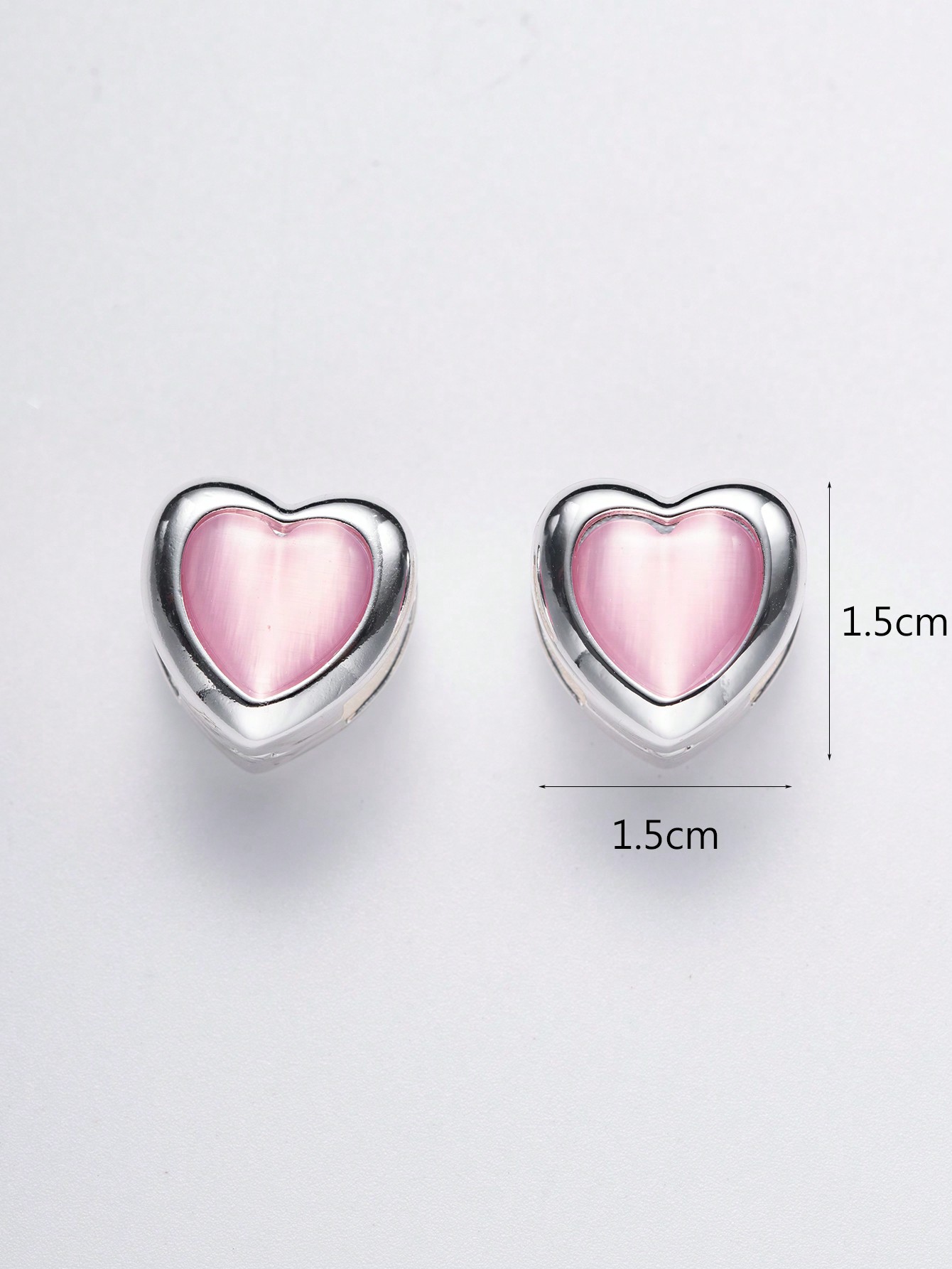 1 Pair Simple Style Heart Shape Inlay Copper Zircon Silver Plated Ear Studs display picture 6