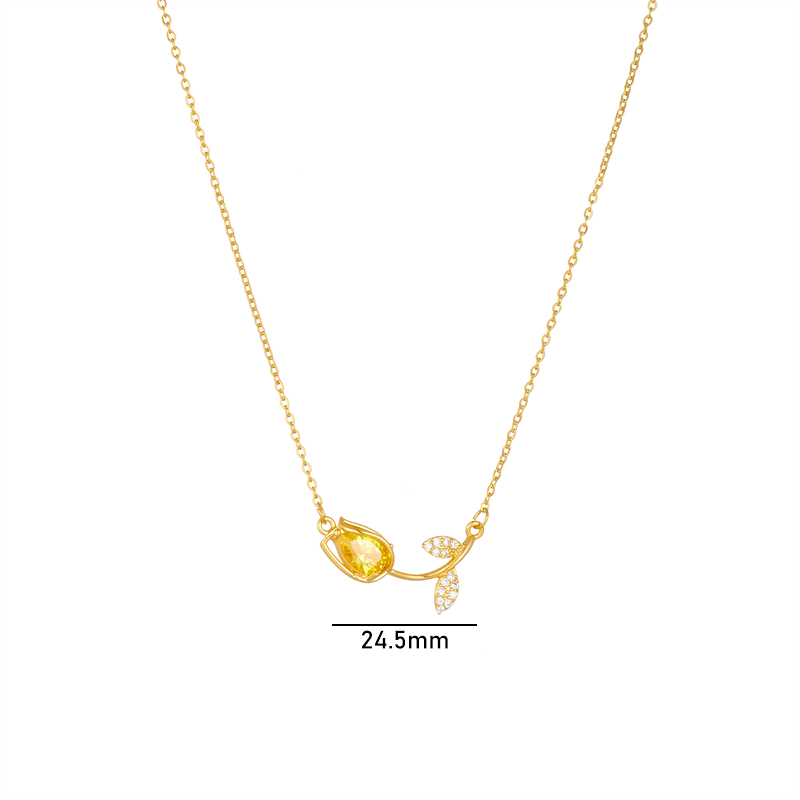 Dame Tulipe Acier Inoxydable Le Cuivre Placage Incruster Zircon Plaqué Or 18k Collier display picture 1