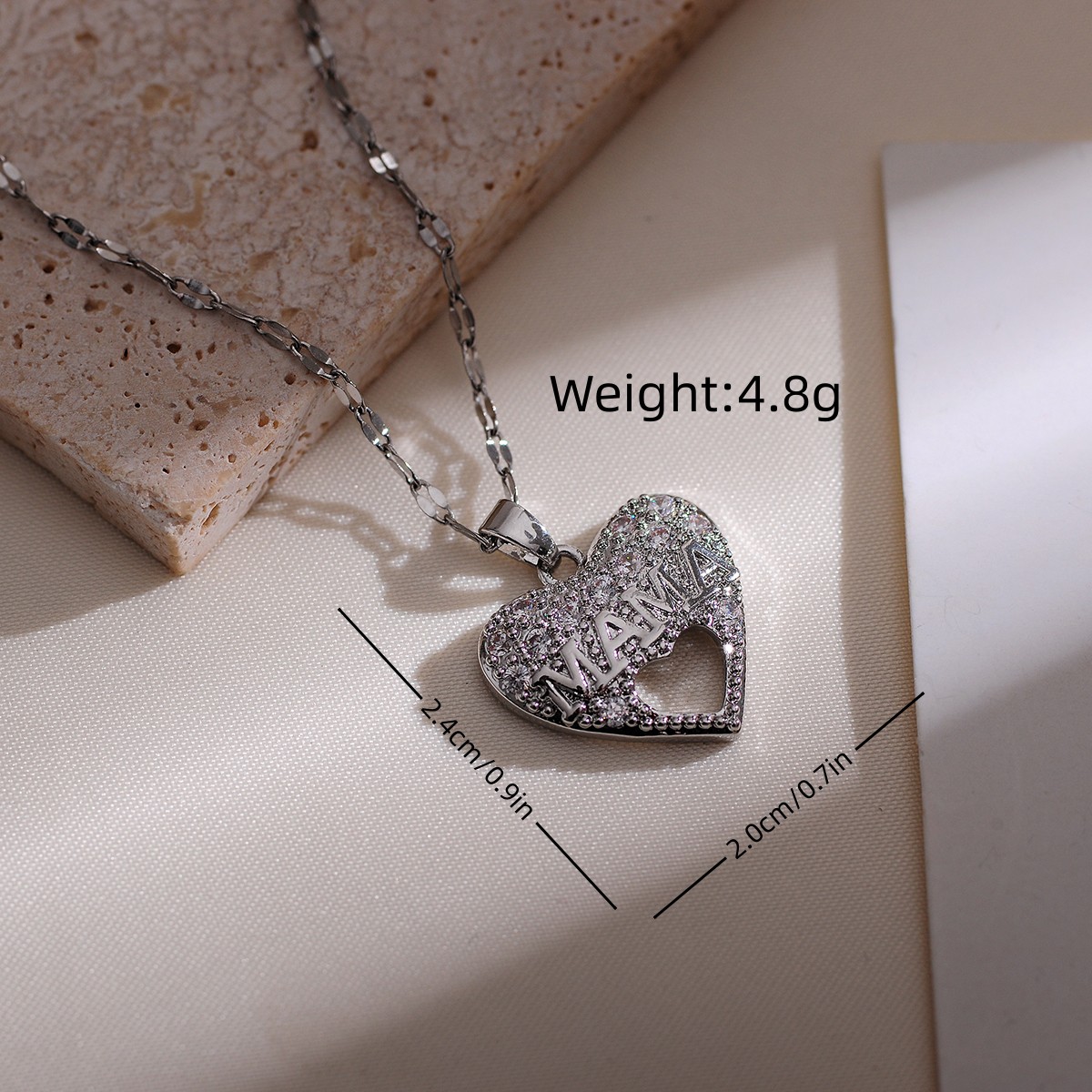 Copper Casual Elegant Classic Style Inlay Heart Shape Zircon Pendant Necklace display picture 3