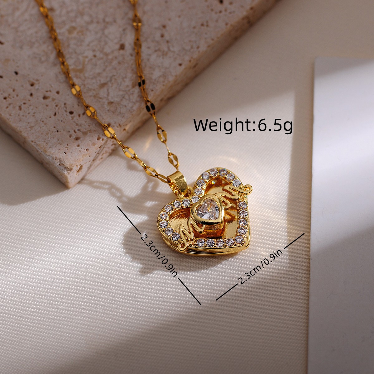 Copper Casual Elegant Classic Style Inlay Heart Shape Zircon Pendant Necklace display picture 4