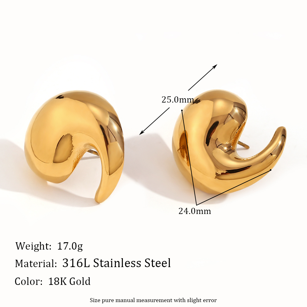 1 Pair Simple Style Classic Style Water Droplets Plating Stainless Steel 18k Gold Plated Ear Studs display picture 2