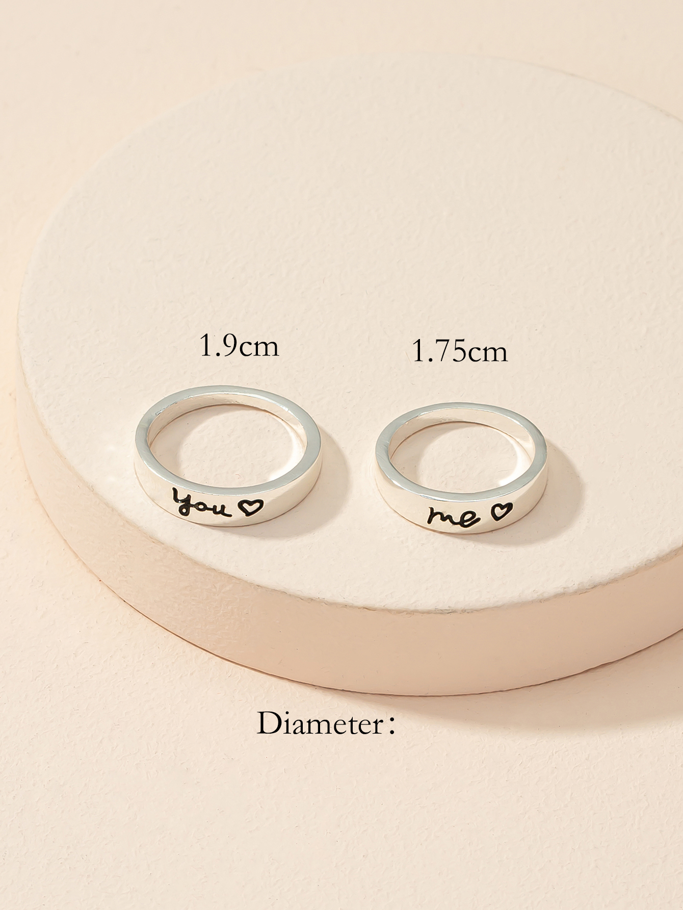 Romantic Simple Style Letter Ferroalloy Couple Rings display picture 5