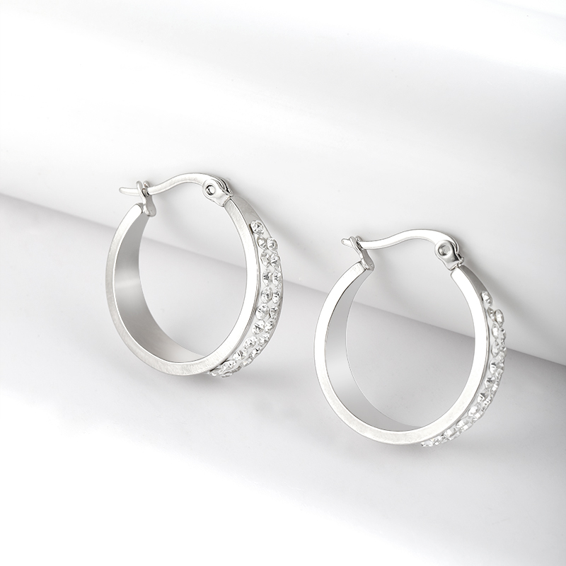1 Pair Simple Style Classic Style Solid Color Plating Stainless Steel Hoop Earrings display picture 6