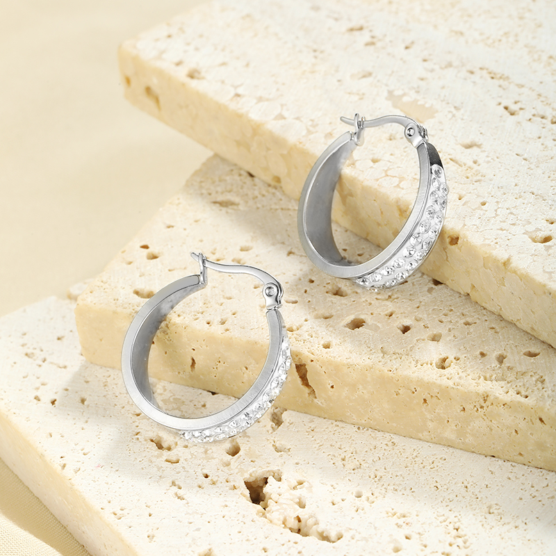 1 Pair Simple Style Classic Style Solid Color Plating Stainless Steel Hoop Earrings display picture 11