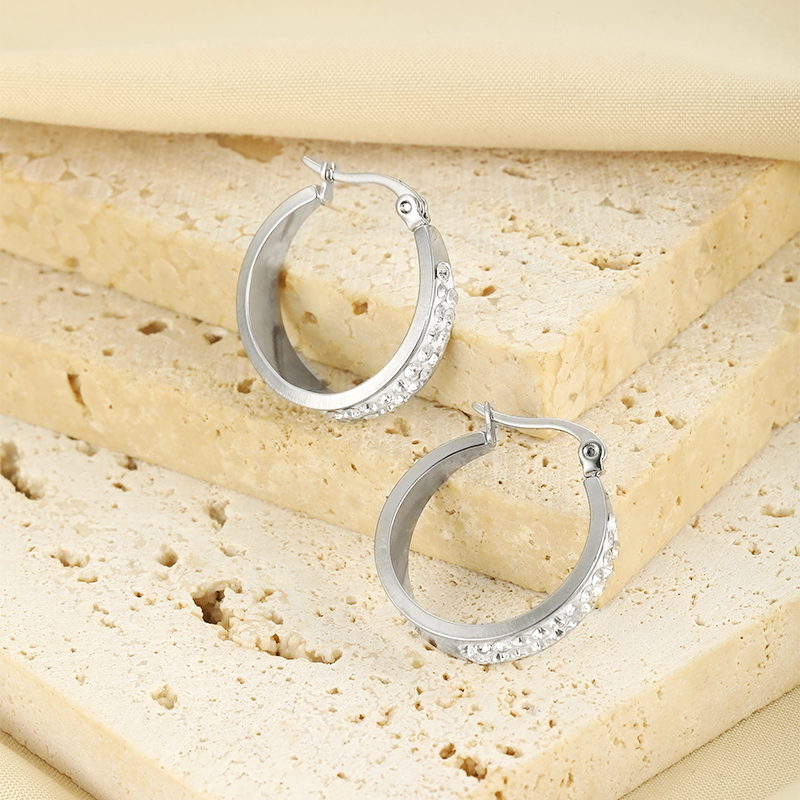 1 Pair Simple Style Classic Style Solid Color Plating Stainless Steel Hoop Earrings display picture 13