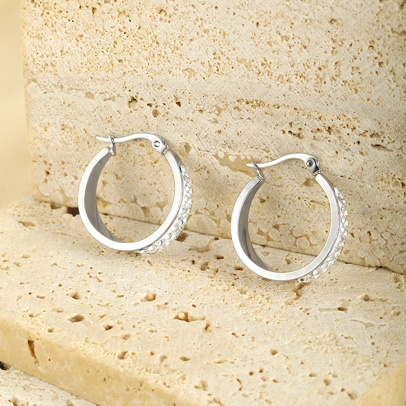 1 Pair Simple Style Classic Style Solid Color Plating Stainless Steel Hoop Earrings display picture 12