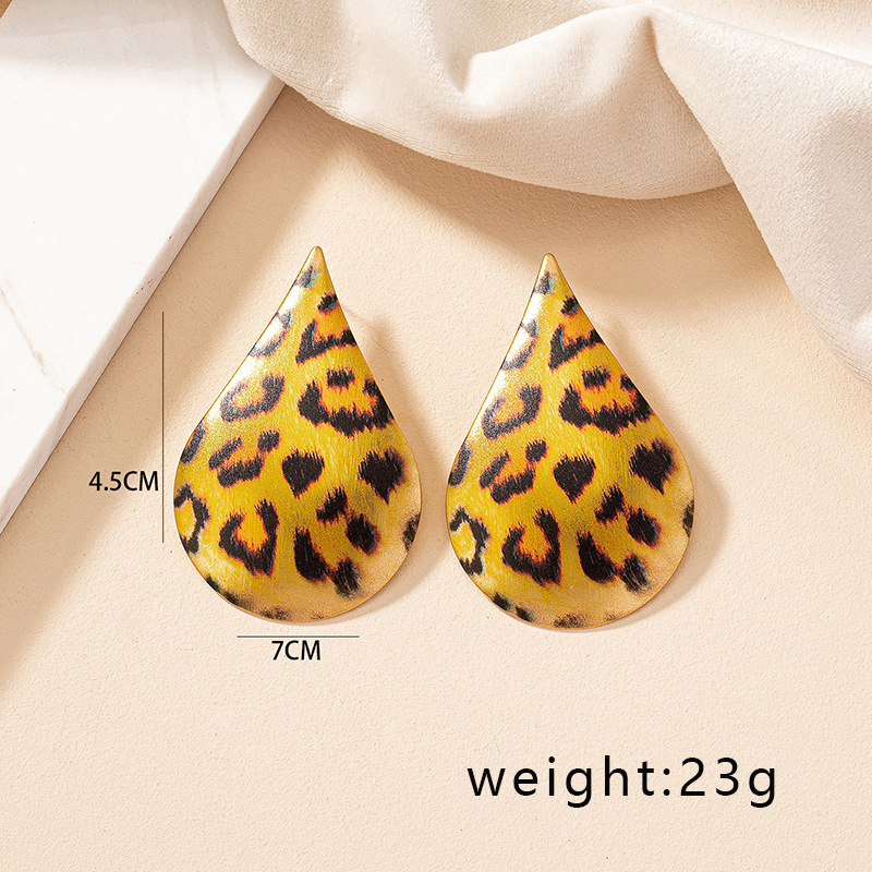 1 Pair Ig Style Water Droplets Leopard Plating Ferroalloy Gold Plated Drop Earrings display picture 4