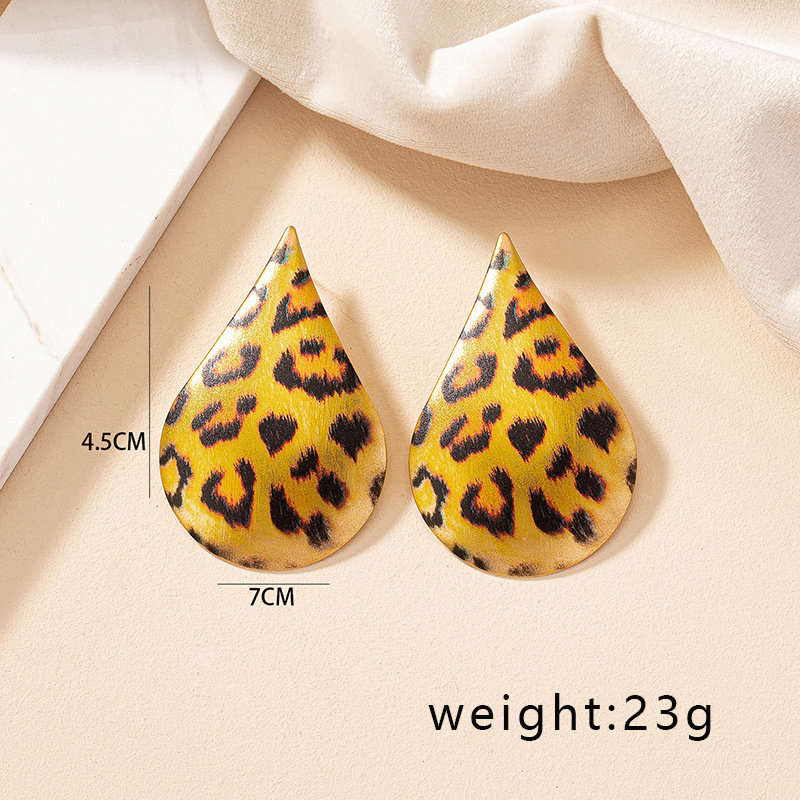 1 Pair Ig Style Water Droplets Leopard Plating Ferroalloy Gold Plated Drop Earrings display picture 5
