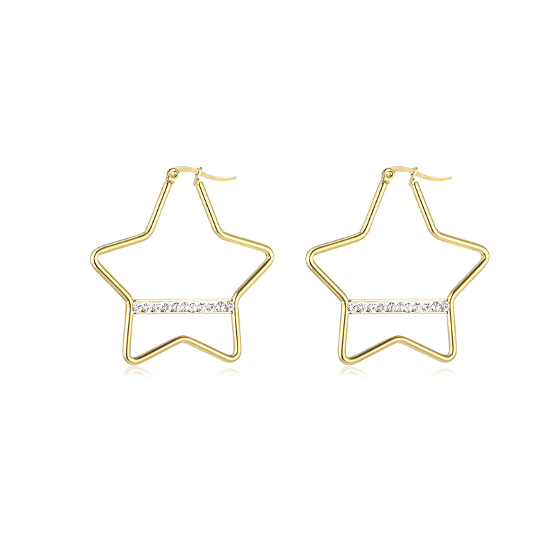 1 Pair Vintage Style Geometric Star Plating 304 Stainless Steel 18K Gold Plated Ear Studs display picture 13