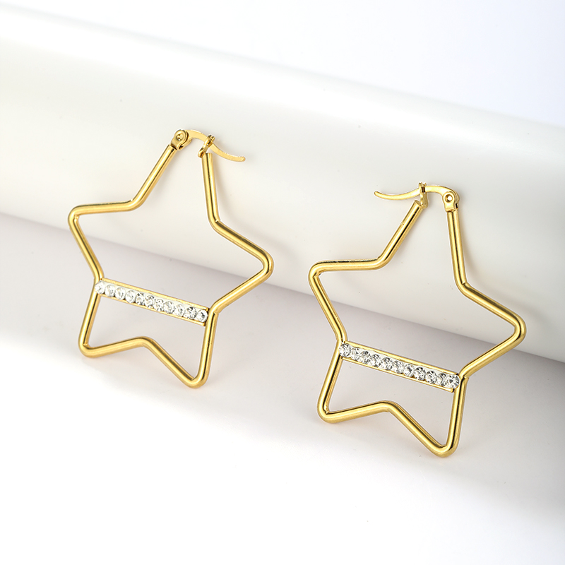 1 Pair Vintage Style Geometric Star Plating 304 Stainless Steel 18K Gold Plated Ear Studs display picture 8