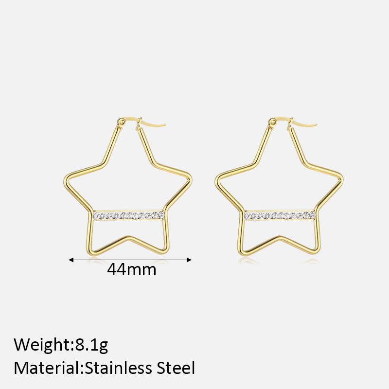 1 Pair Vintage Style Geometric Star Plating 304 Stainless Steel 18K Gold Plated Ear Studs display picture 1