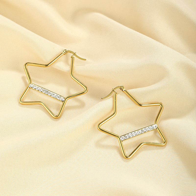 1 Pair Vintage Style Geometric Star Plating 304 Stainless Steel 18K Gold Plated Ear Studs display picture 12