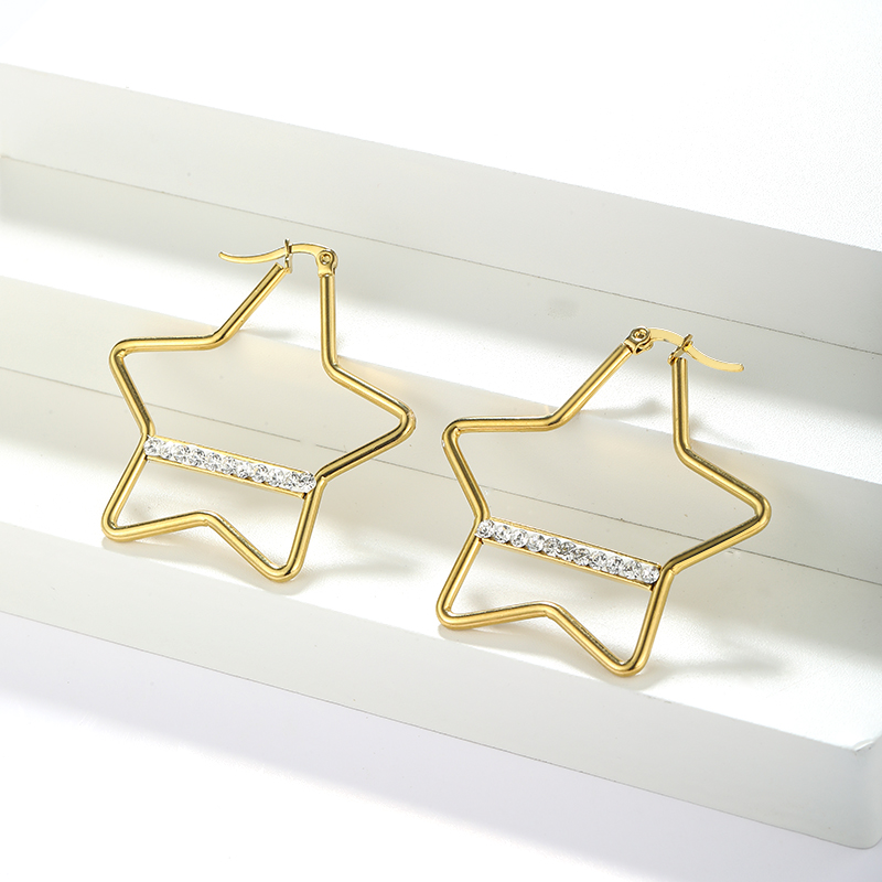 1 Pair Vintage Style Geometric Star Plating 304 Stainless Steel 18K Gold Plated Ear Studs display picture 3