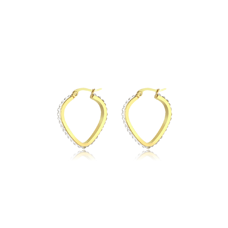 1 Pair Simple Style Classic Style Solid Color Plating Inlay Stainless Steel Artificial Diamond Hoop Earrings display picture 8