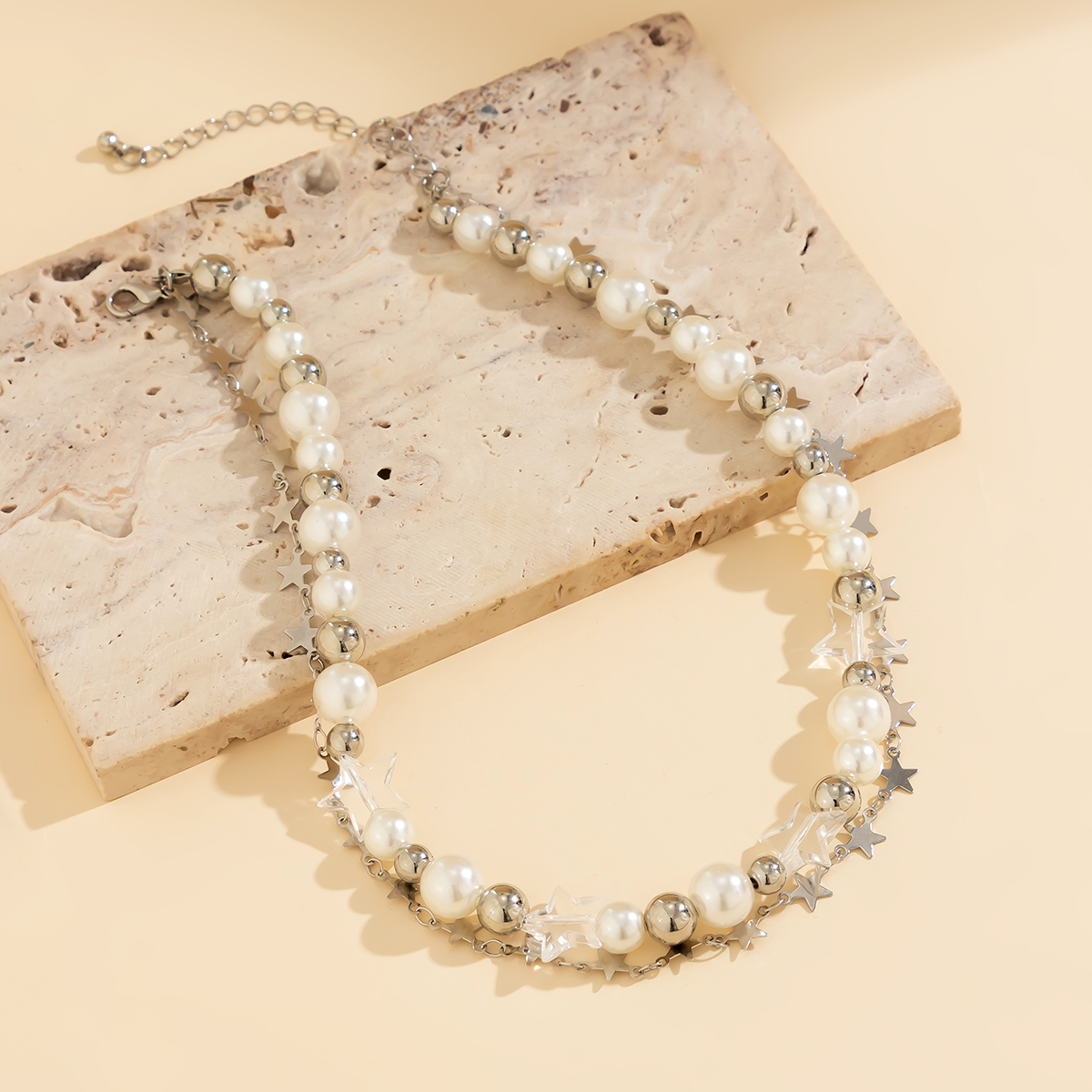 Vintage-stil Pastoral Klassischer Stil Runden Stern Aryl Imitationsperle Kupfer Perlen Quaste Halskette display picture 5