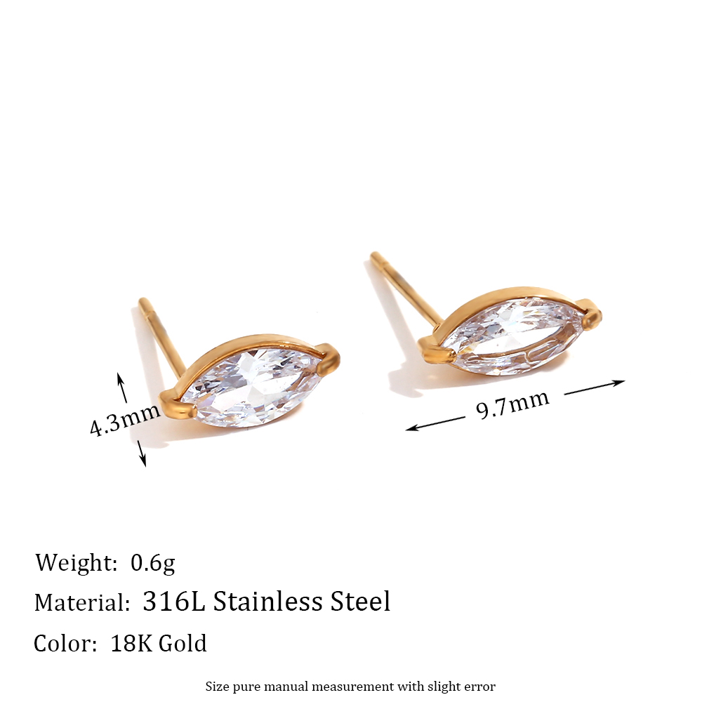 1 Pair Basic Simple Style Classic Style Flower Plating Inlay Stainless Steel Rhinestones 18k Gold Plated Ear Studs display picture 2