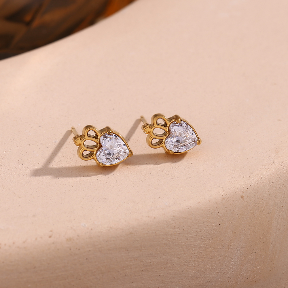 1 Pair Basic Simple Style Classic Style Flower Plating Inlay Stainless Steel Rhinestones 18k Gold Plated Ear Studs display picture 9