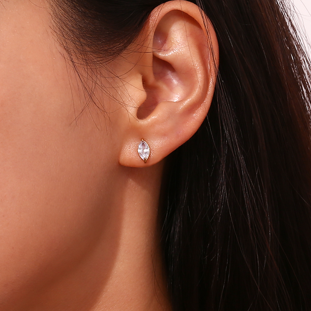 1 Pair Basic Simple Style Classic Style Flower Plating Inlay Stainless Steel Rhinestones 18k Gold Plated Ear Studs display picture 13