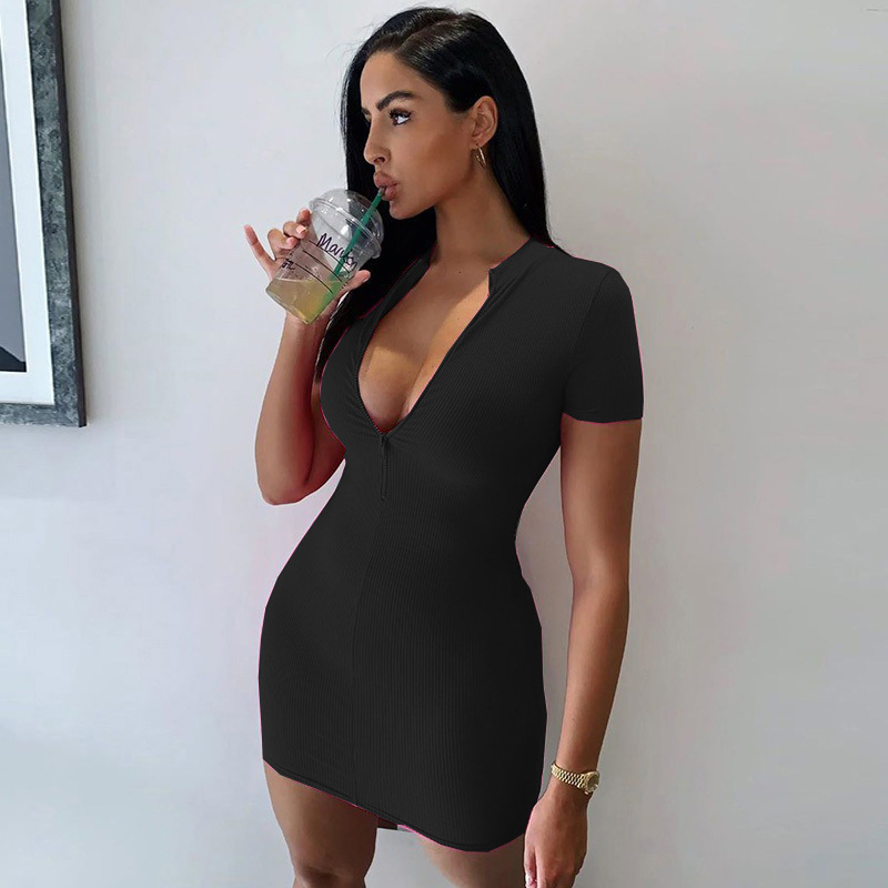 Women's Sheath Dress Casual Classic Style Standing Collar Short Sleeve Solid Color Above Knee Daily display picture 12