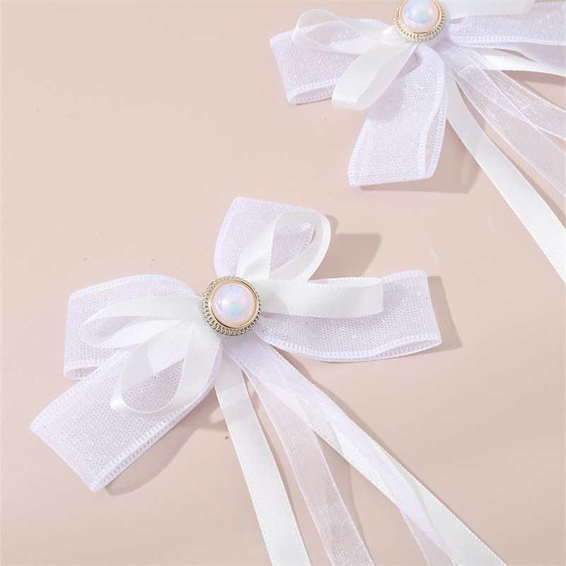 Women's Princess Cute Sweet Bow Knot Alloy Organza Inlay Artificial Pearls Hair Clip display picture 4