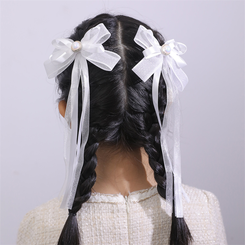 Women's Princess Cute Sweet Bow Knot Alloy Organza Inlay Artificial Pearls Hair Clip display picture 1