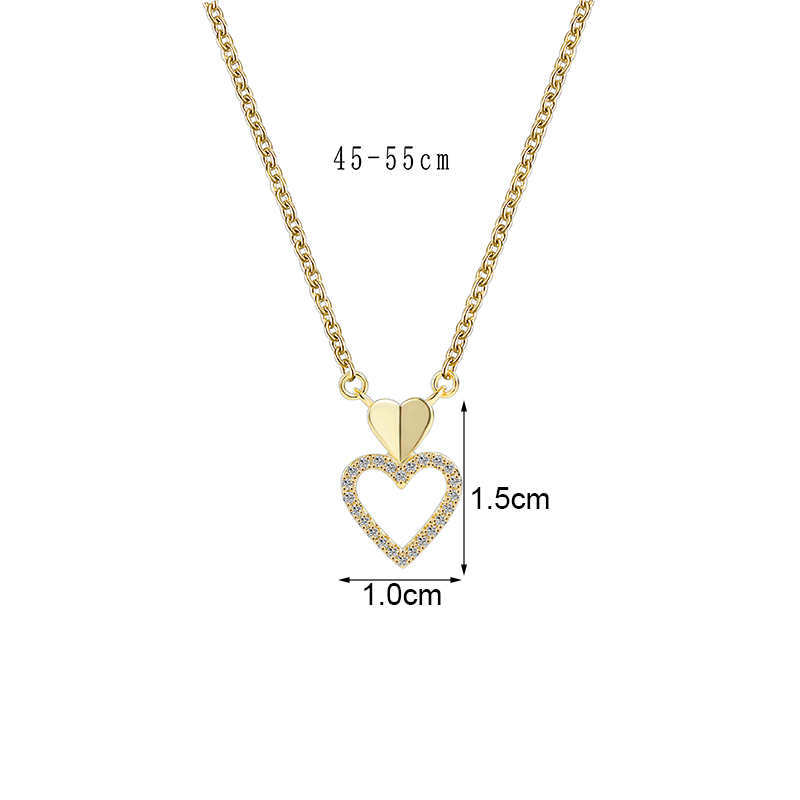 Streetwear Heart Shape Copper Plating Inlay Artificial Gemstones Zircon 18k Gold Plated Pendant Necklace display picture 14