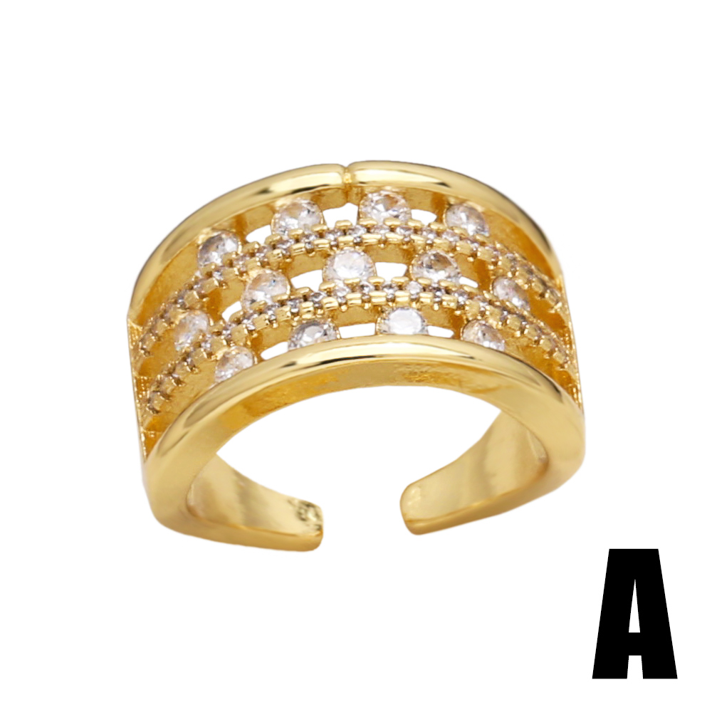 Style Simple Couleur Unie Le Cuivre Placage Incruster Zircon Plaqué Or 18k Anneau Ouvert display picture 4