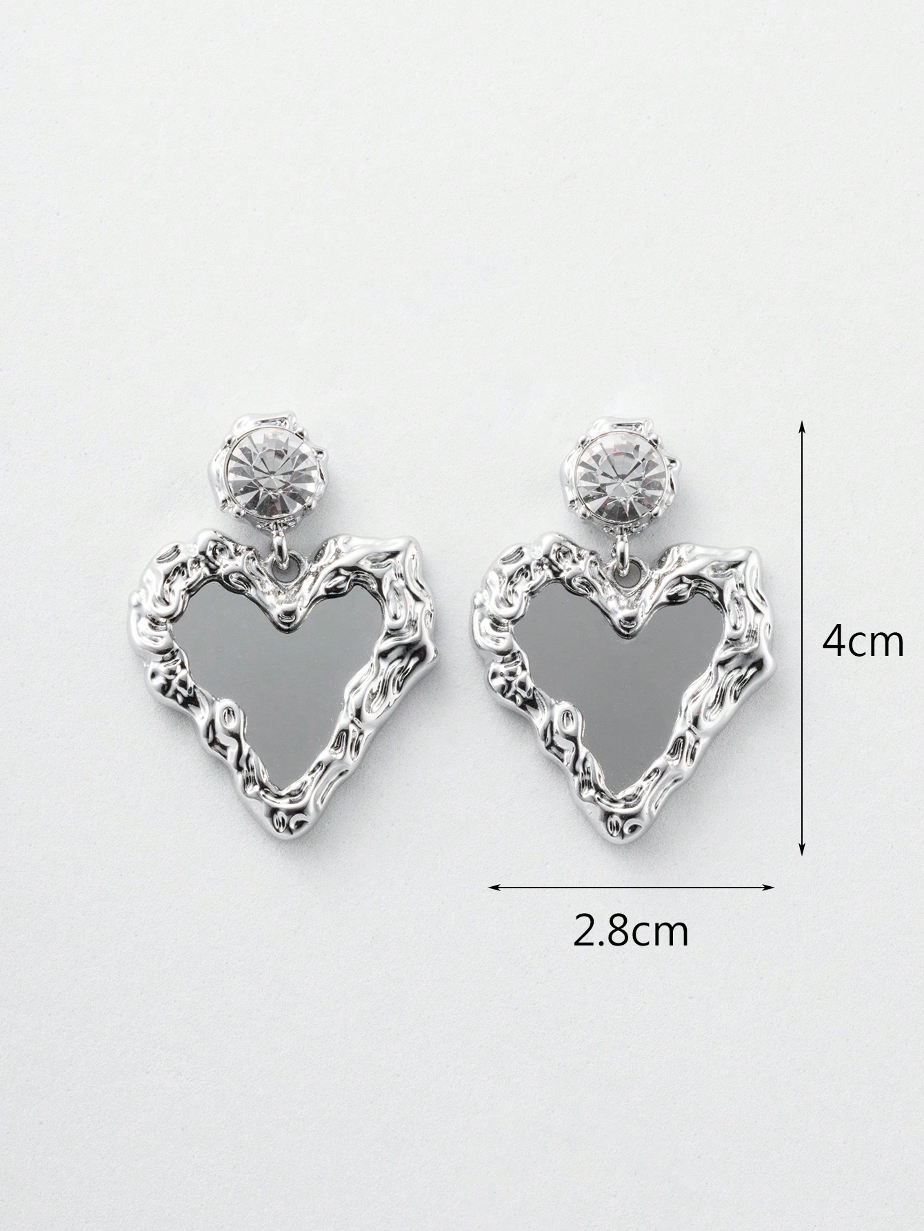 1 Pair Y2k Heart Shape Inlay Alloy Zircon Silver Plated Drop Earrings display picture 5