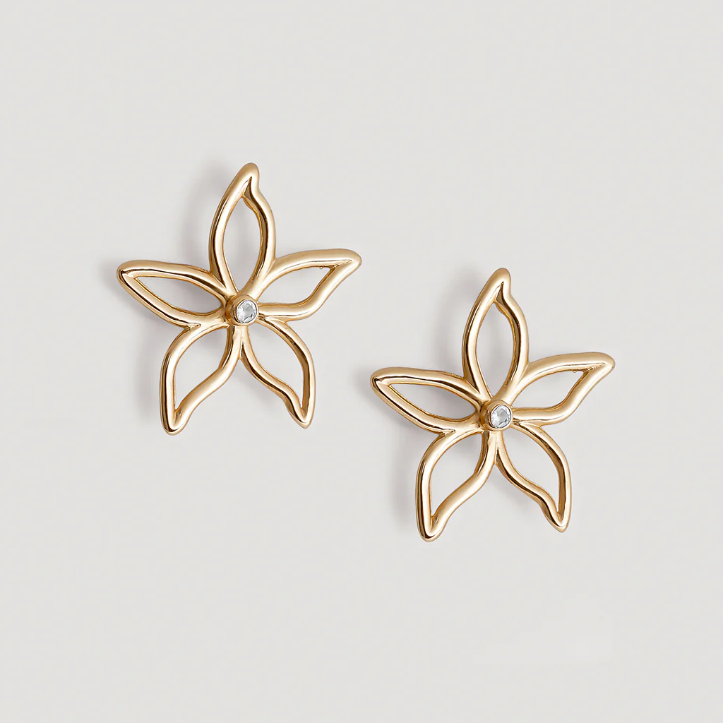 1 Pair Simple Style Flower Plating Inlay Alloy Artificial Rhinestones Gold Plated Ear Studs display picture 1