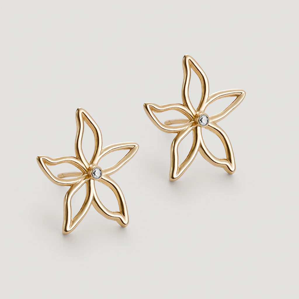 1 Pair Simple Style Flower Plating Inlay Alloy Artificial Rhinestones Gold Plated Ear Studs display picture 2