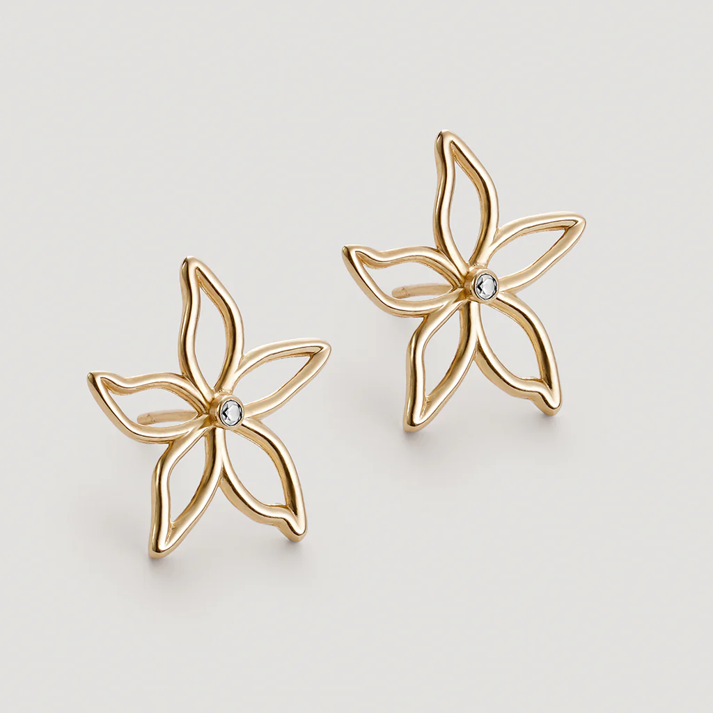 1 Paire Style Simple Fleur Placage Incruster Alliage Strass Artificiels Plaqué Or Boucles D'oreilles display picture 2