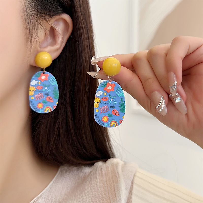 1 Pair Cute Sweet Geometric Resin Drop Earrings display picture 3