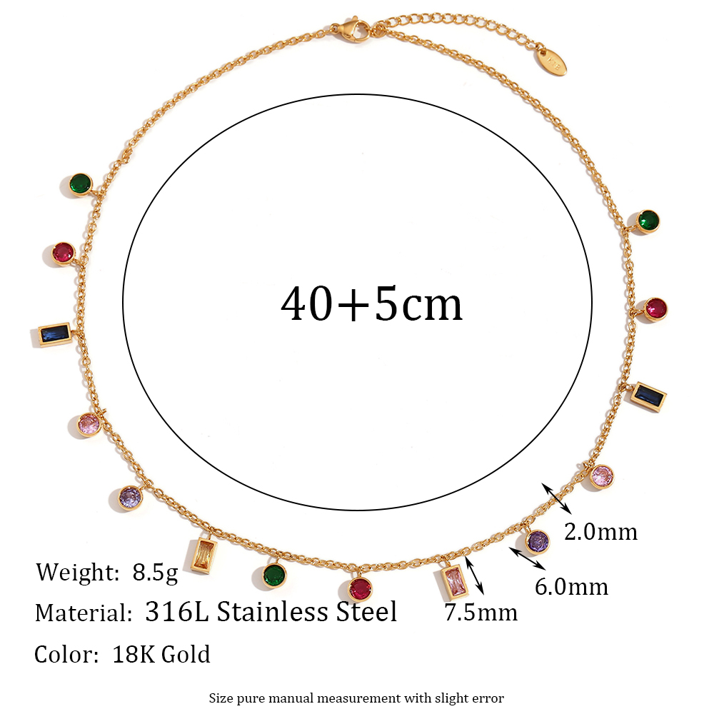 Basic Simple Style Classic Style Solid Color Stainless Steel Plating Inlay Zircon 18k Gold Plated Pendant Necklace display picture 2