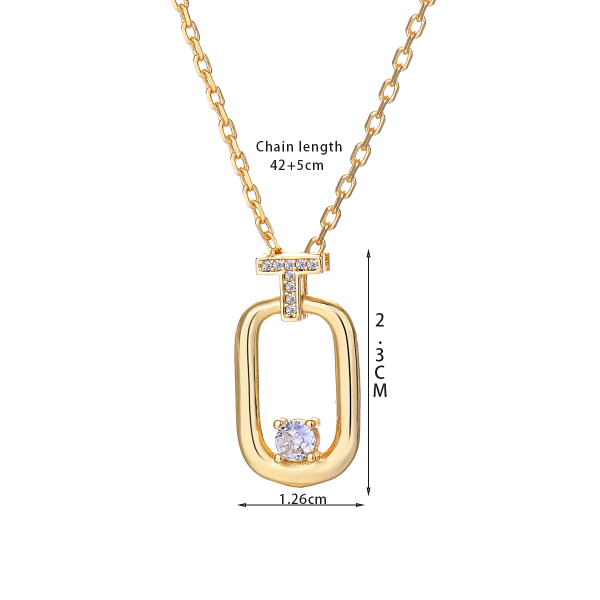 Casual Simple Style Quadrilateral Brass Plating Three-dimensional Inlay Zircon Gold Plated Women's Pendant Necklace display picture 2