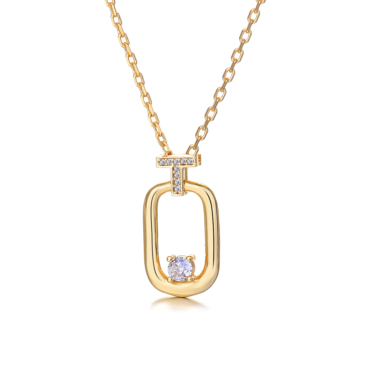 Casual Simple Style Quadrilateral Brass Plating Three-dimensional Inlay Zircon Gold Plated Women's Pendant Necklace display picture 1