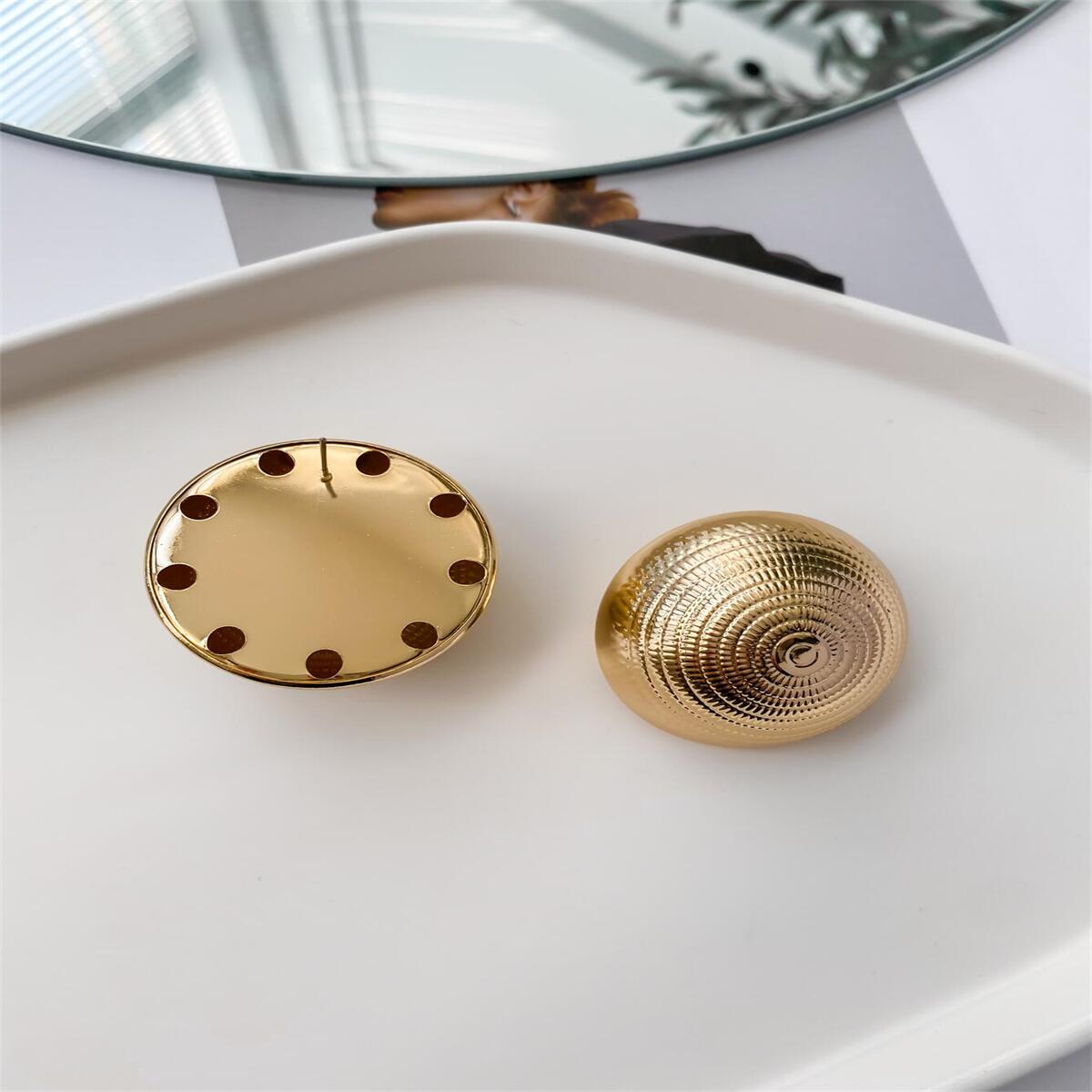 1 Pair Simple Style Round Alloy Zinc Ear Studs display picture 2