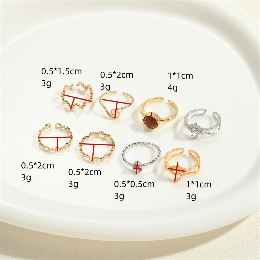 Vintage Style Simple Style Commute Irregular Copper Plating Inlay Zircon 14k Gold Plated Open Rings display picture 6