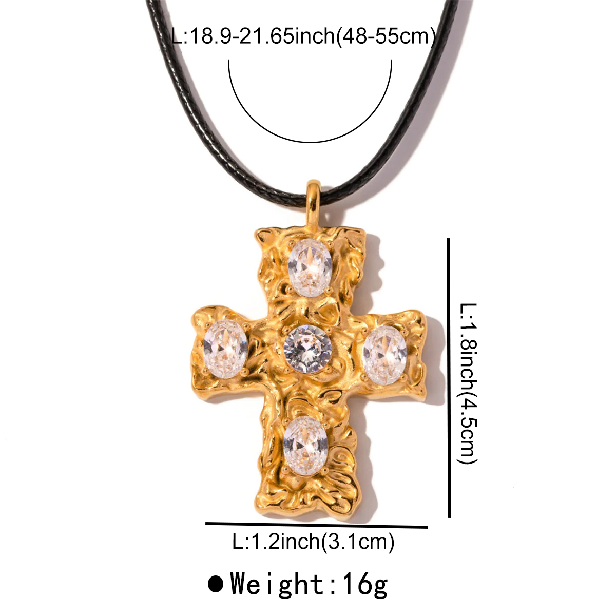 Ig Style Simple Style Cross Alloy Wax Line Plating Inlay Zircon Women's Pendant Necklace display picture 5
